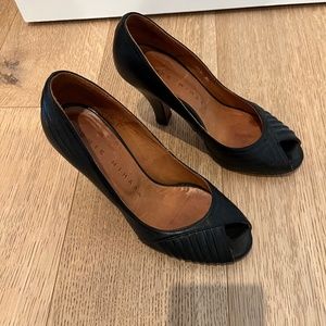 Black peep toe heels size 36.5 - 3.5” heel